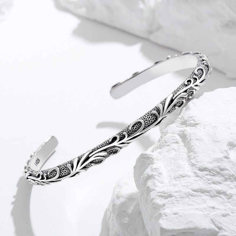 S925 Sterling Silver Carved Bracelet