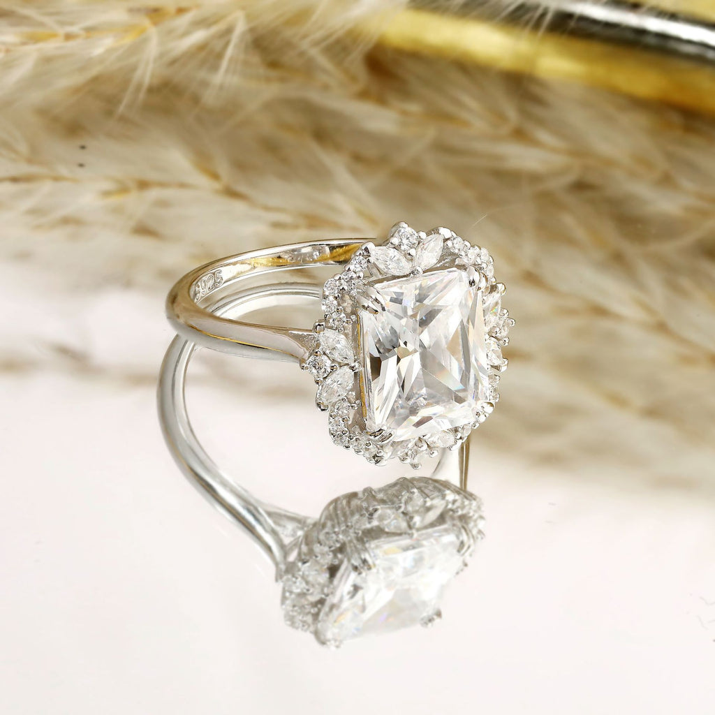S925 Silver Square Zircon Ring