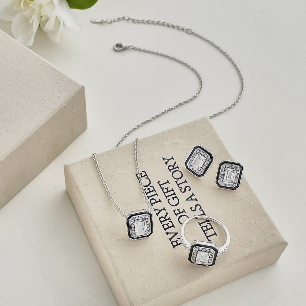 S925 Sterling Silver Ring Necklace Set