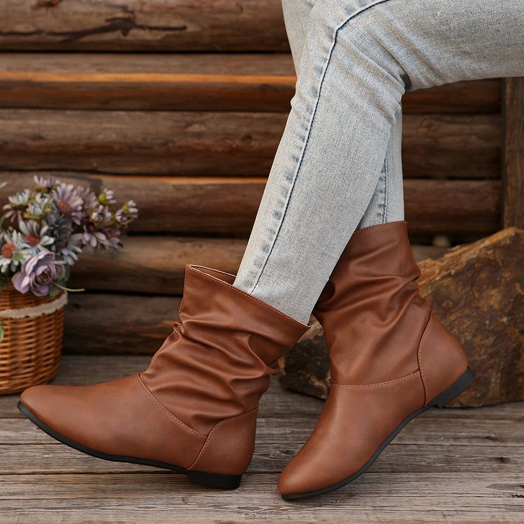 Casual Flat Round-Toed Boots