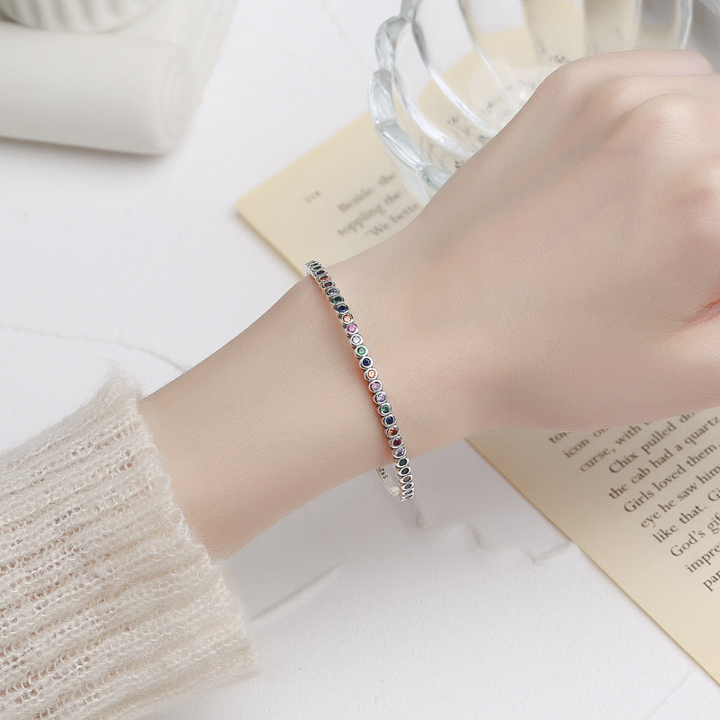 925 Sterling Silver Vintage Rainbow Bracelet