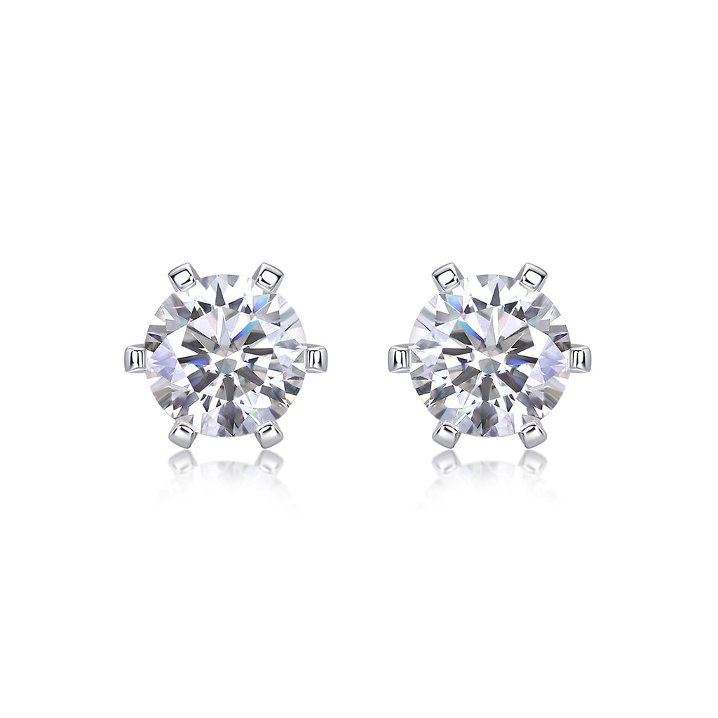 S925 Platinum 1-Carat Moissanite Studs