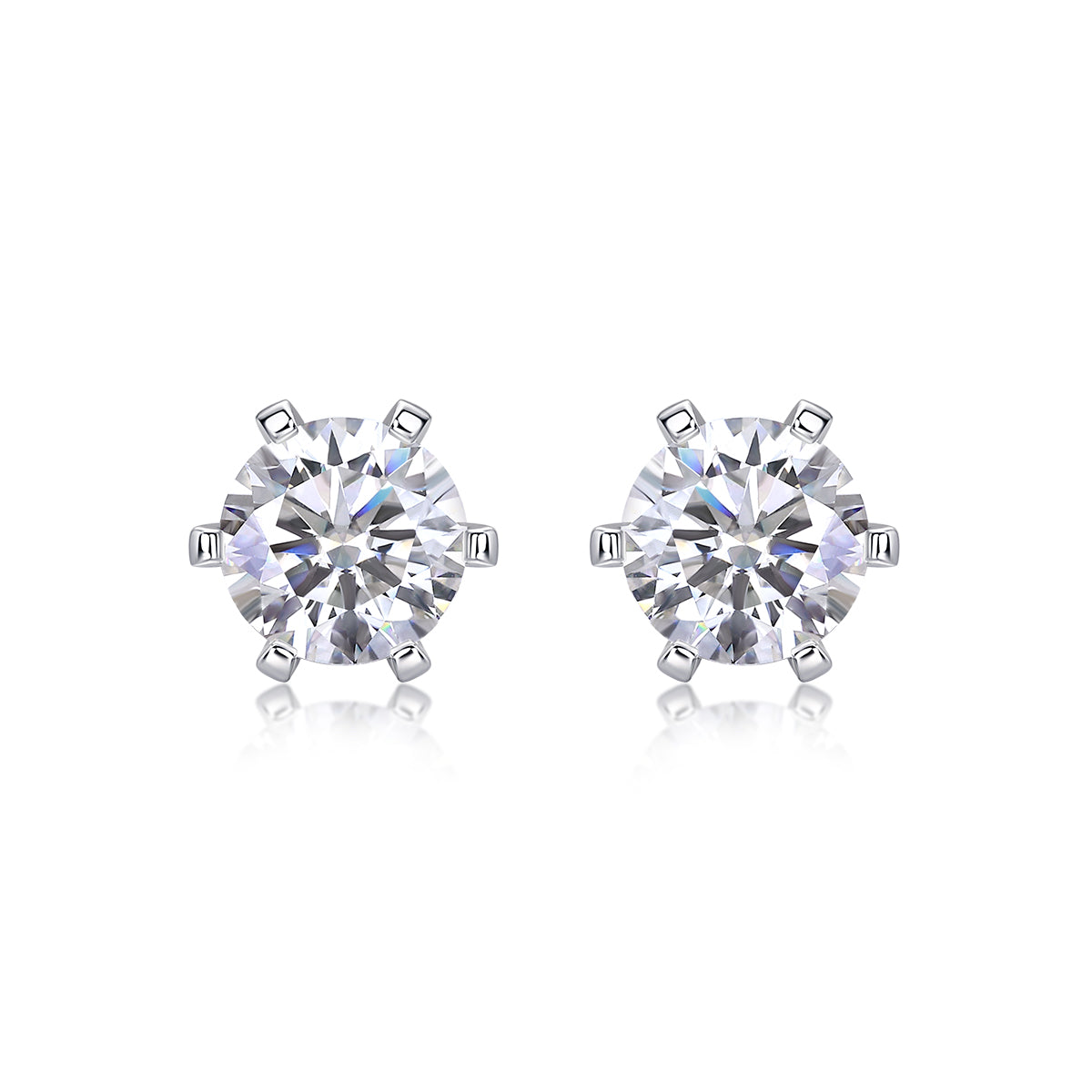 S925 Platinum 1-Carat Moissanite Studs