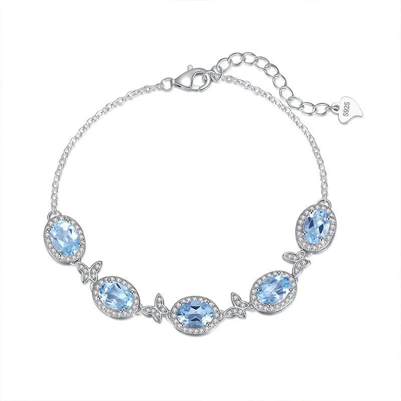 S925 Sterling Silver Crystal Butterfly Bracelet