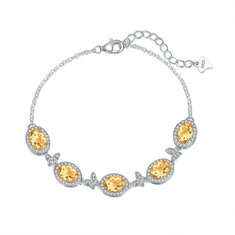 S925 Sterling Silver Crystal Butterfly Bracelet