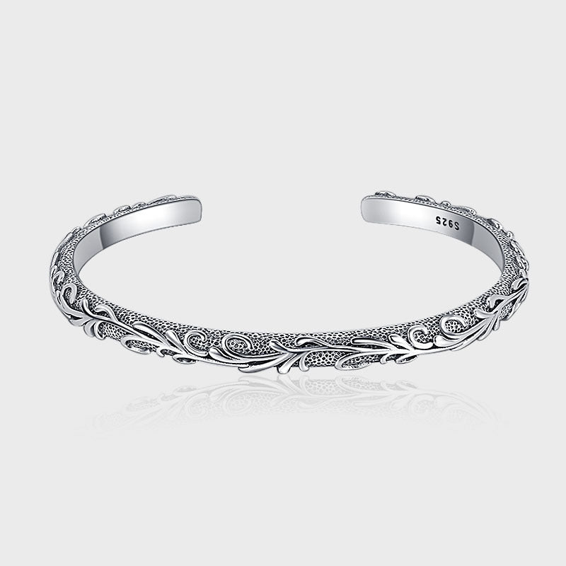 S925 Sterling Silver Carved Bracelet