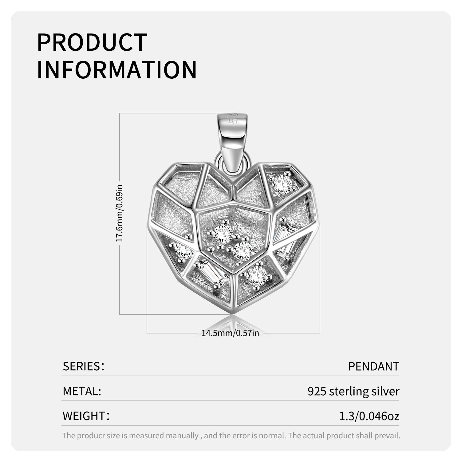 Heart Mesh Silver Pendant Necklace