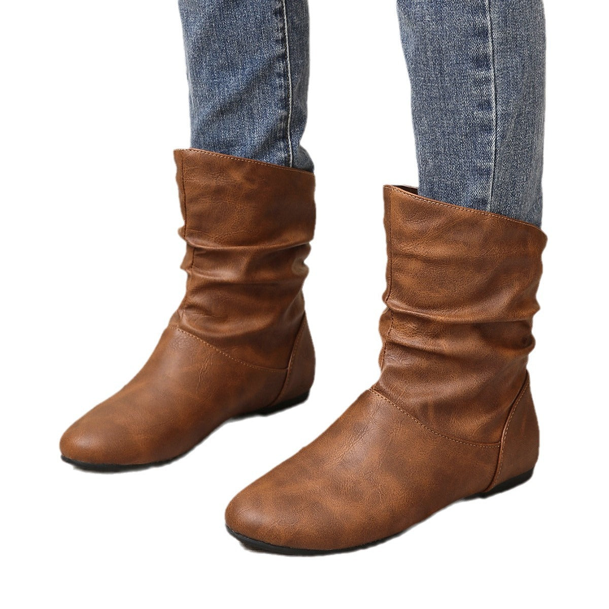 Flat Leather Boots Premium Essentials
