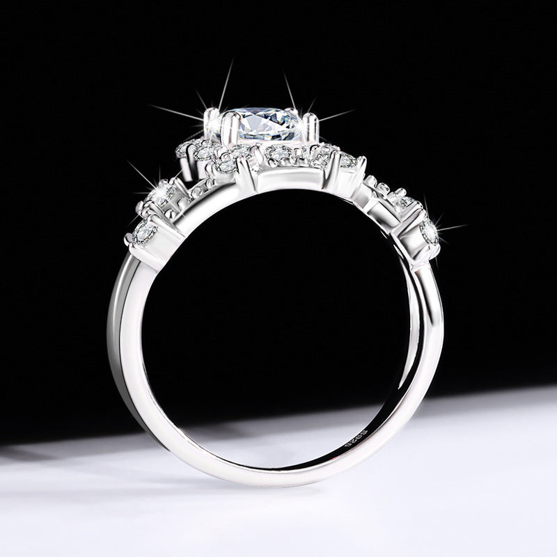 S925 Moissanite Platinum Silver Ring