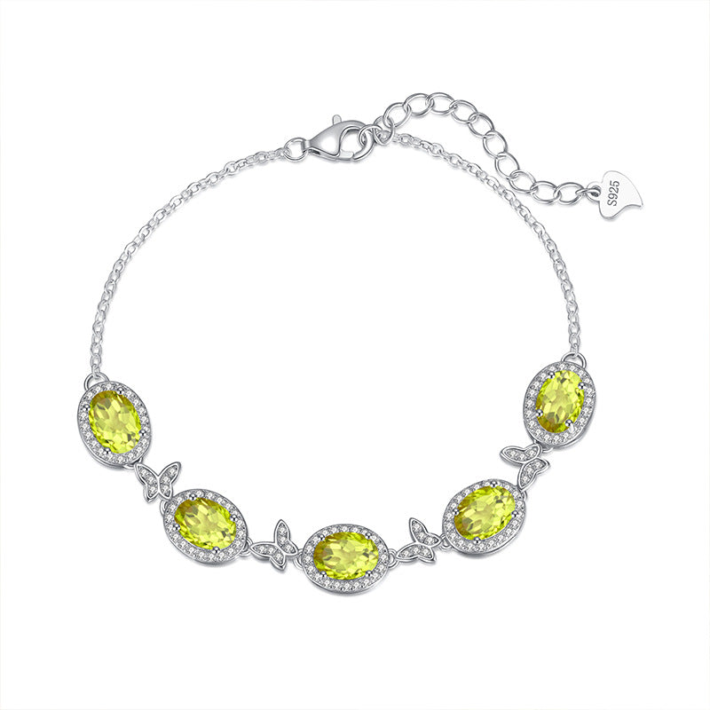 S925 Sterling Silver Crystal Butterfly Bracelet