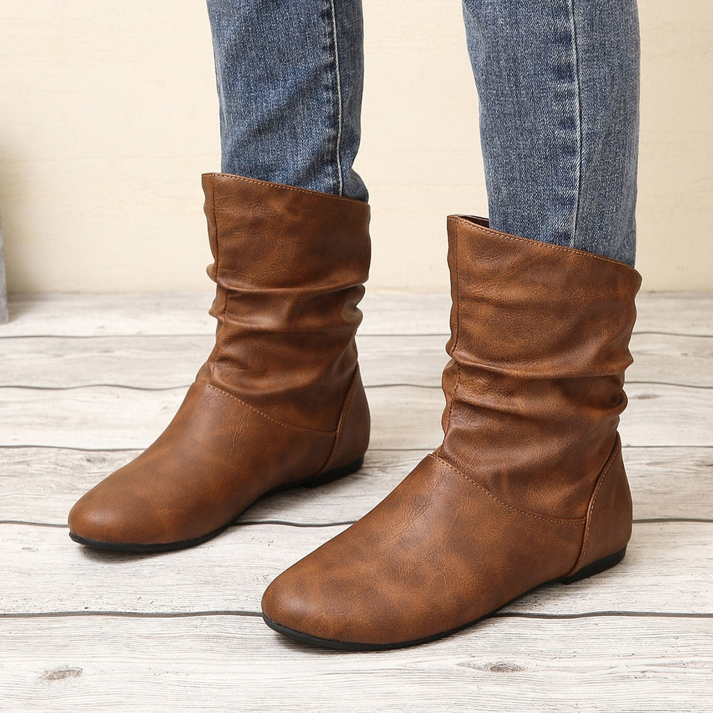 Flat Leather Boots Premium Essentials