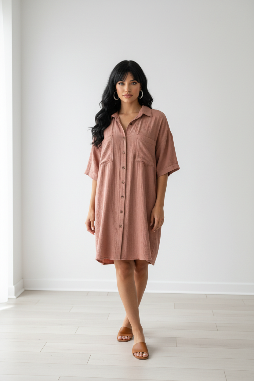 Casual Short Sleeve Cotton Dress