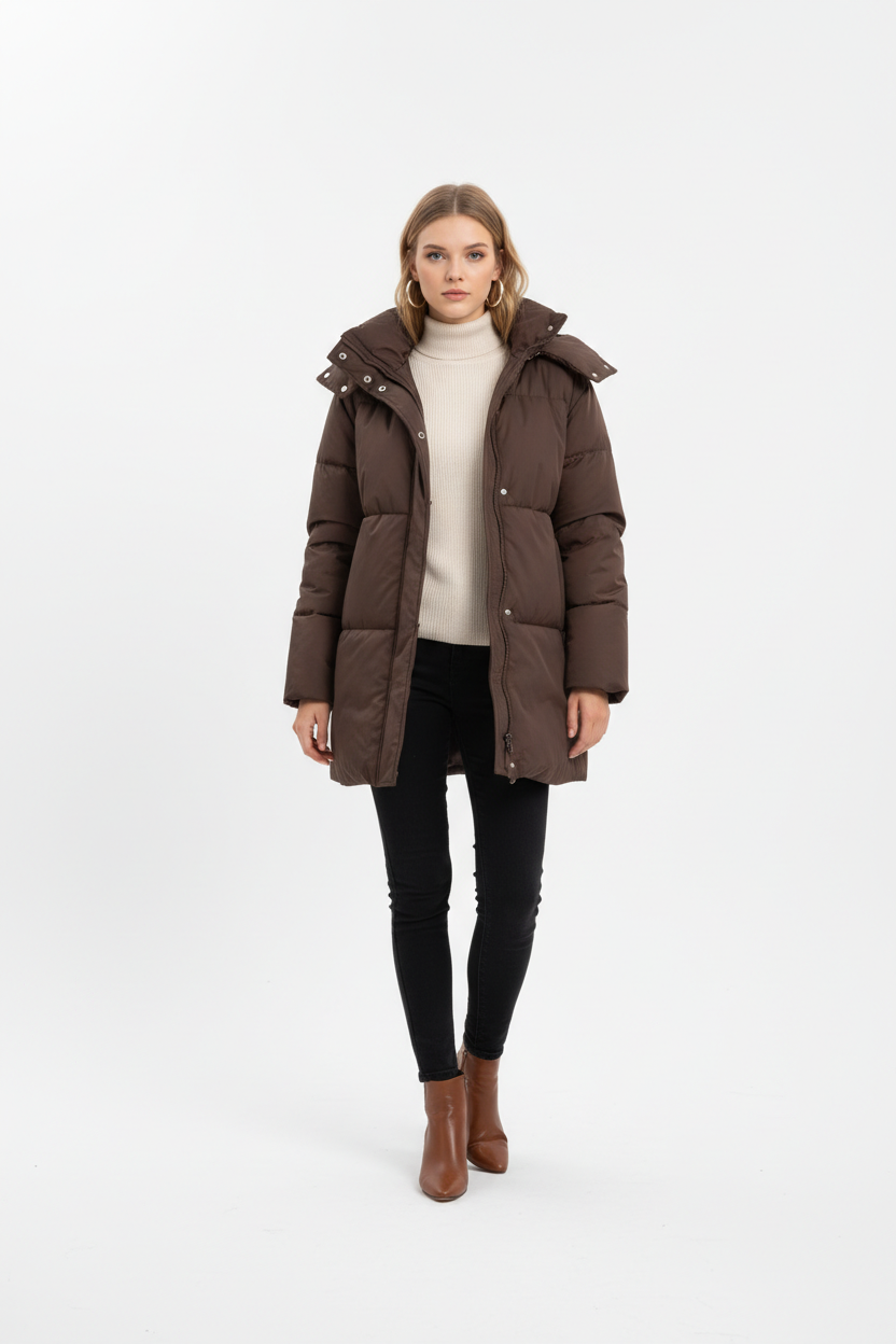 Mid-Length Slimming Hooded Jacket