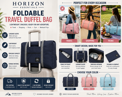 Horizon™ Large Capacity Foldable Travel Bag | Expandable Waterproof Lightweight Carry-On Luggage
