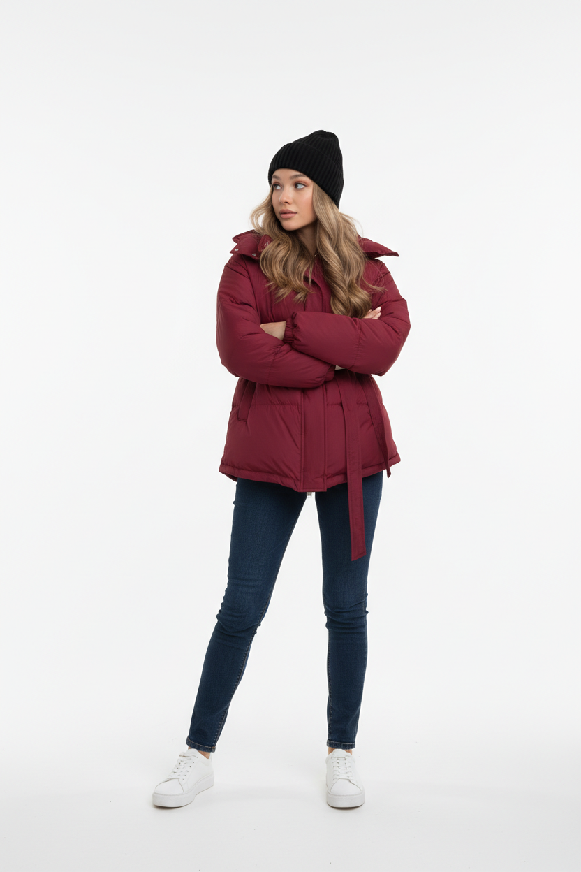 Mid-Length Slimming Hooded Jacket