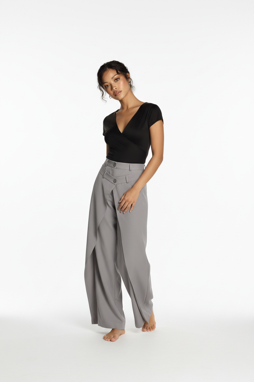 Wide-Leg Irregular Pants