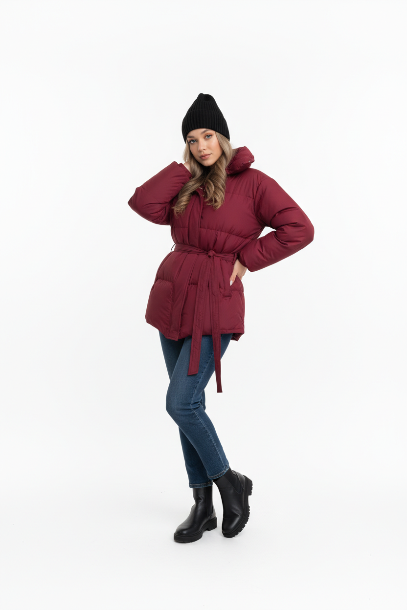 Mid-Length Slimming Hooded Jacket