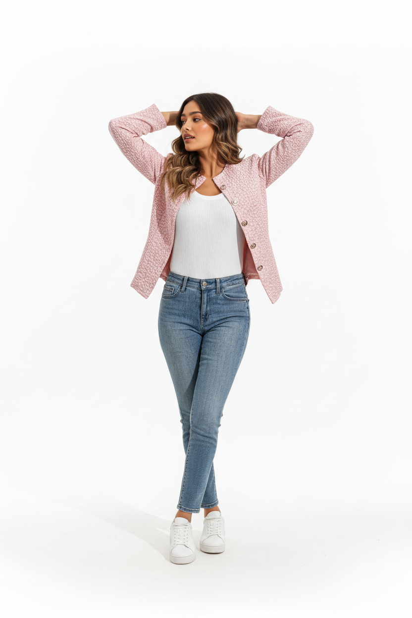 Cropped French Topcoat Pink Premium