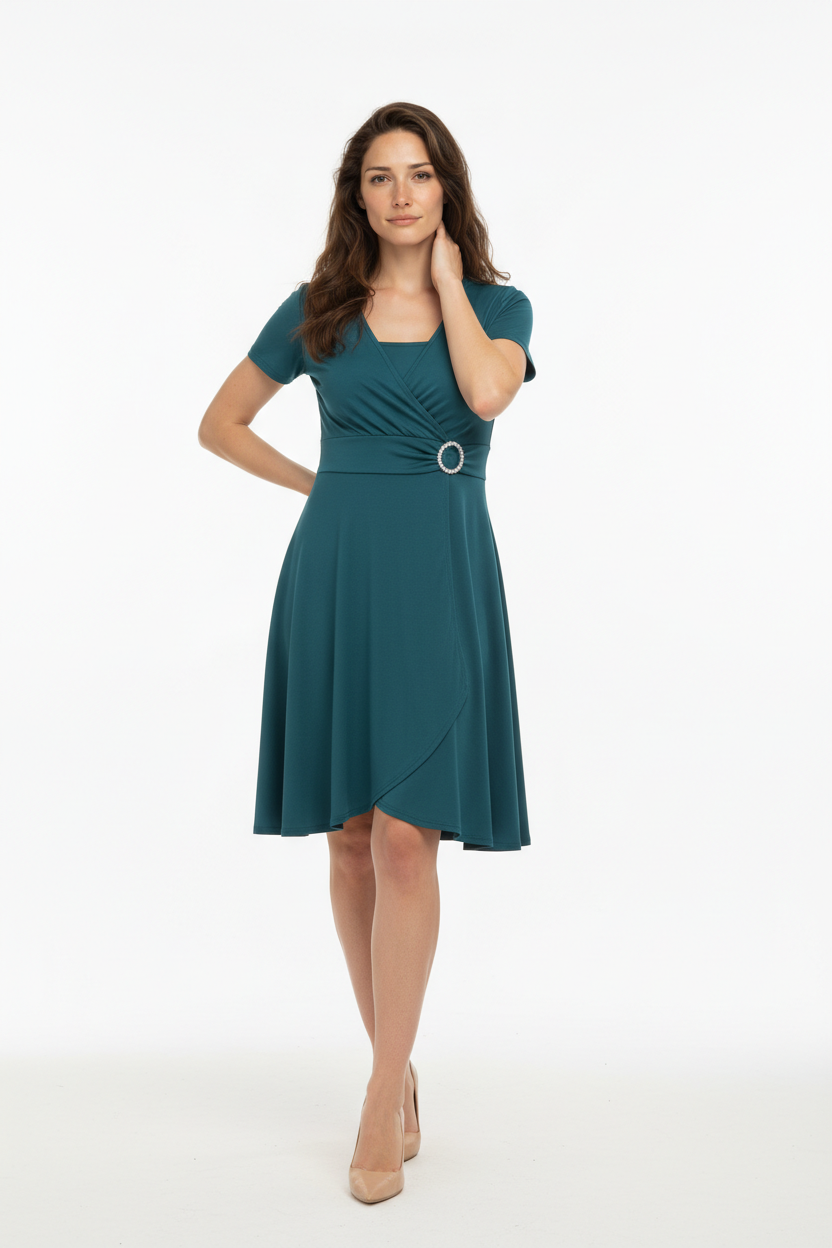 Asymmetrical Rhinestone Dress Navy