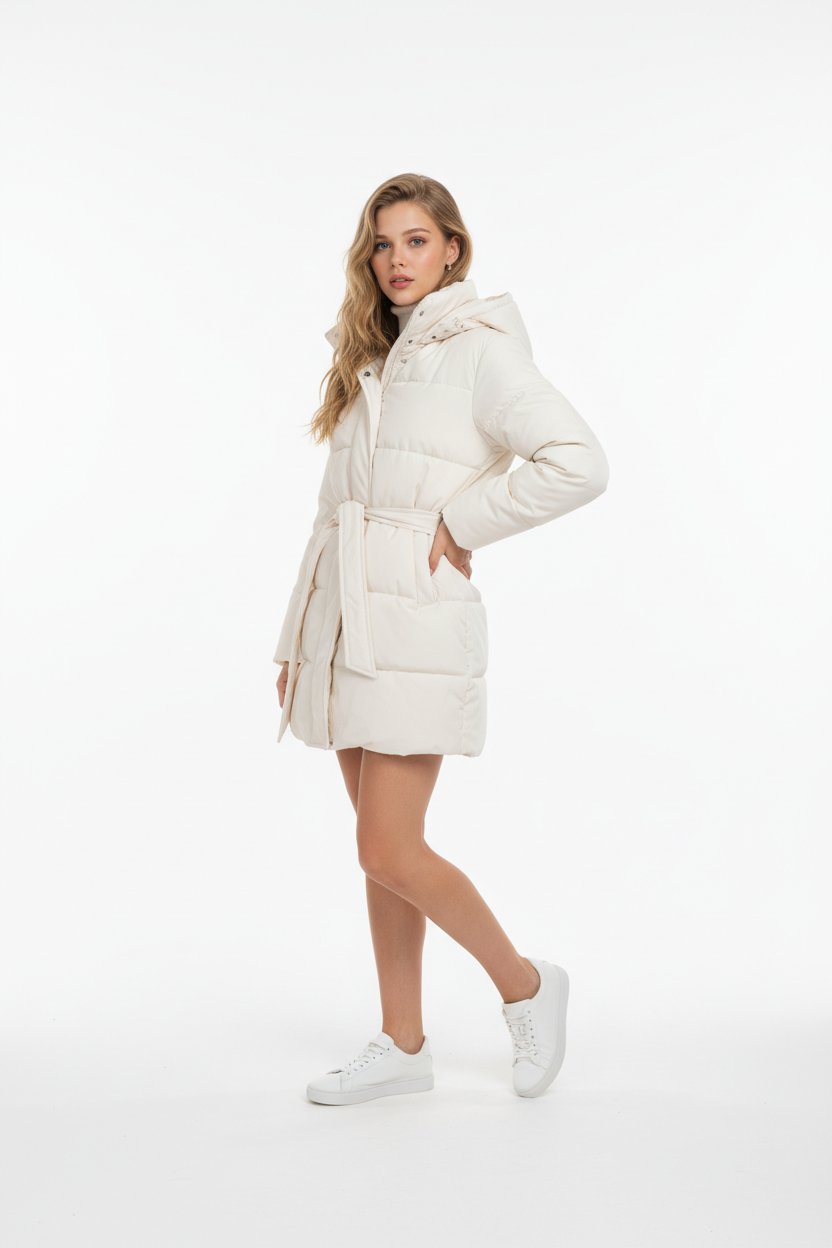 Mid-Length Slimming Hooded Jacket