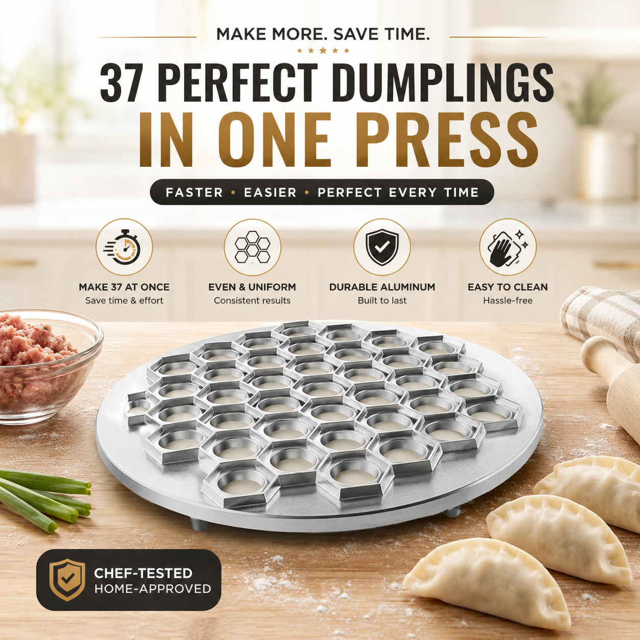 Horizon™ 37-Hole Aluminum Dumpling Press Maker