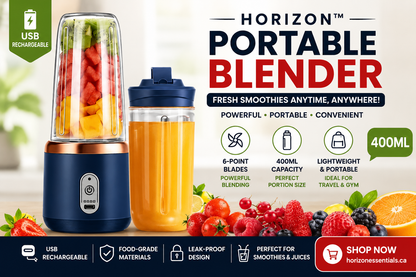 Horizon™ Portable USB Blender Bottle 400ml – Rechargeable Personal Smoothie Maker