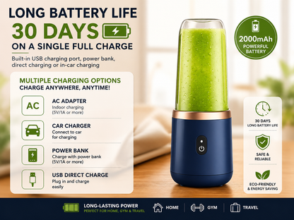 Horizon™ Portable USB Blender Bottle 400ml – Rechargeable Personal Smoothie Maker