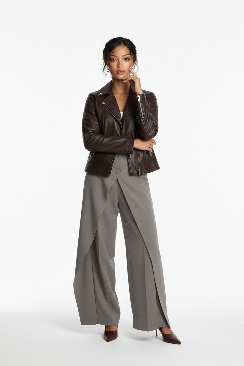 Wide-Leg Irregular Pants